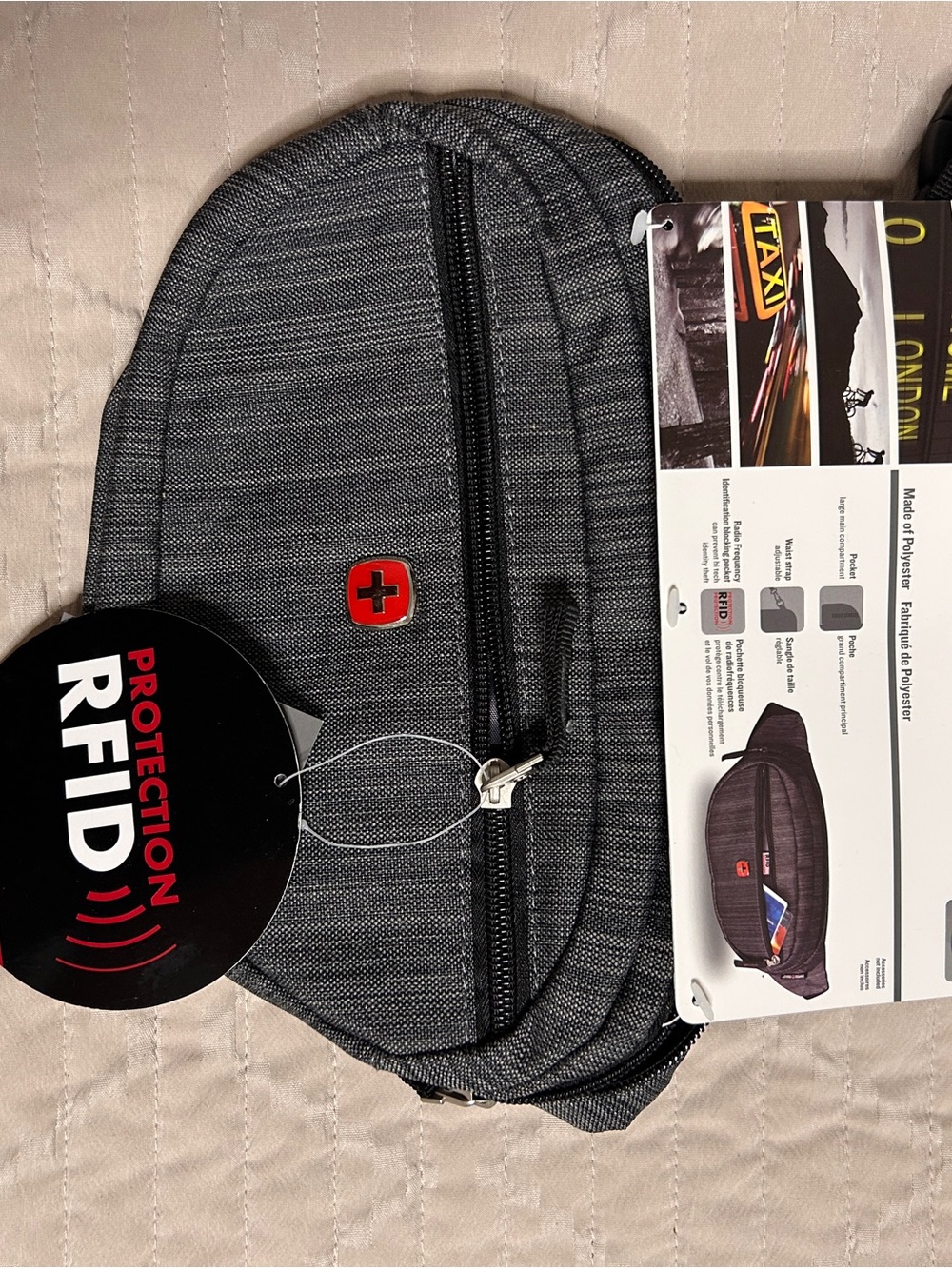 SwissGear RFID-Blocking Grey Waist Fanny Pack Travel, Hiking, Walking, NWT